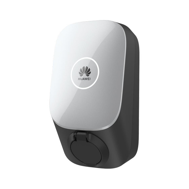 Huawei SCharger-7KS-S0 wandlader schuin gezien, met witte voorzijde en zwarte Type 2-socket.