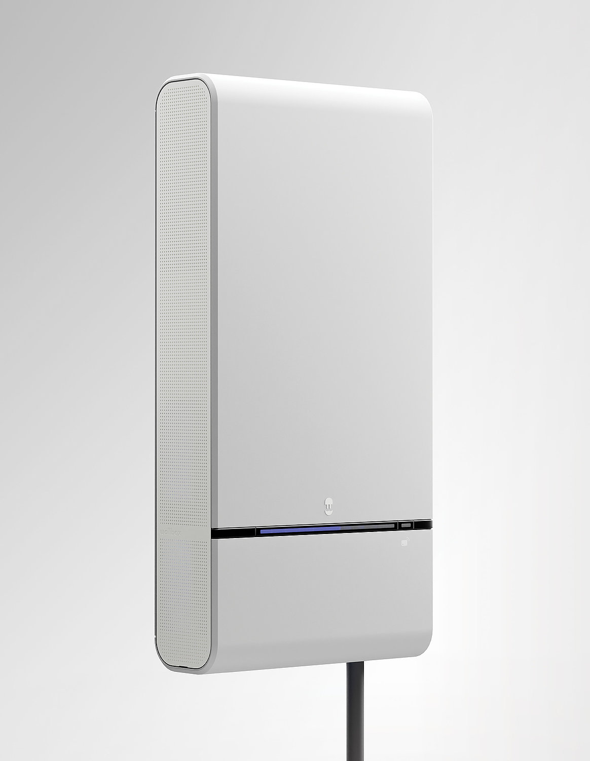 Witte Wallbox Quasar 2 met geventileerde zijkant en statusbalk.